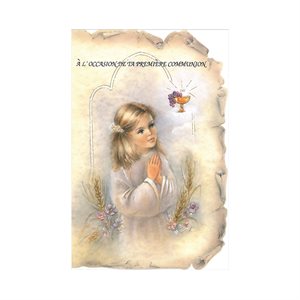 1st Communion'' Cards, Girls, 4 3 / 8 x 6 7 / 8", French / ea