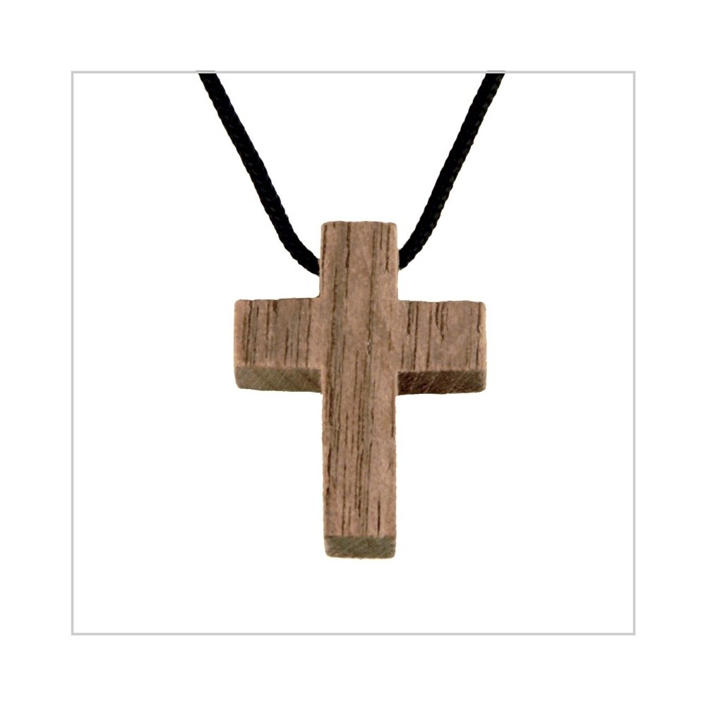 Natural Walnut Wood Cross and Rope, 1" (2.5 cm)