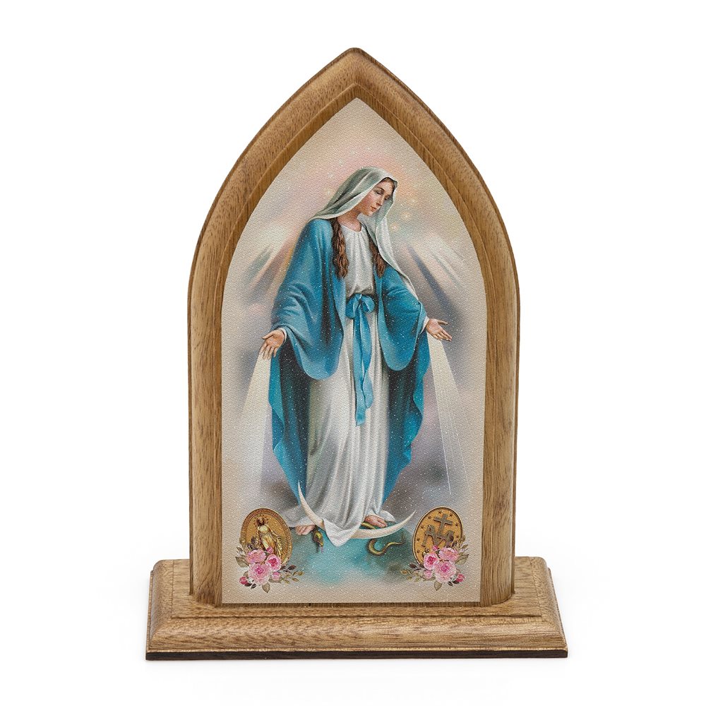 Plaque sur base en bois 13,5 cm, Immaculée-Conception