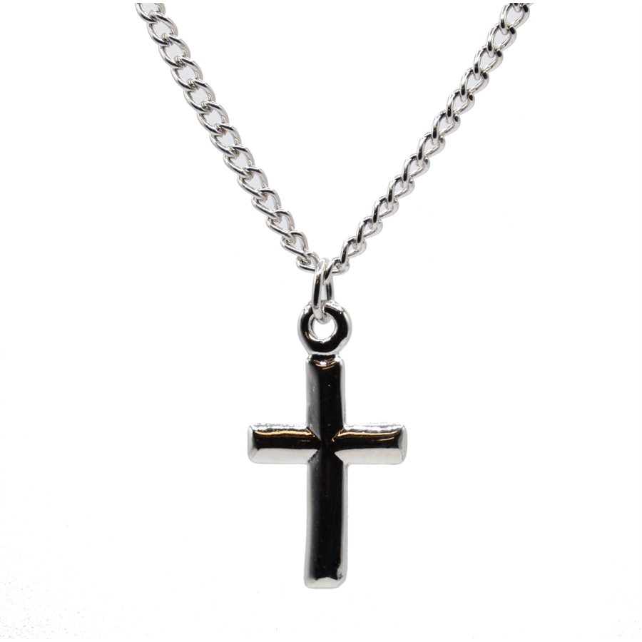 Boxed Sterling Silver Pendant with Cross, 18"