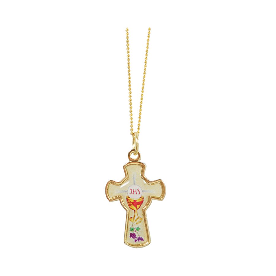 Boxed Gold-Finish "First Communion" Pendant, 16"