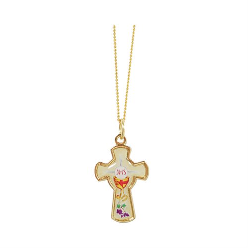 Boxed Gold-Finish "First Communion" Pendant, 16"