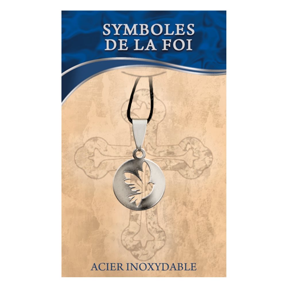 Pendentif, symboles de foi, acier inoxydable, 2.5cm