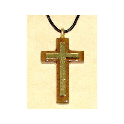 Varnished Walnut Wood Cross & Rope Pendant, 1.5" (3.8 cm)