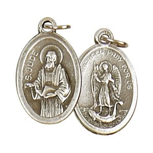 ''St. Jude & St. Raphael'' Oxidized Medal / ea