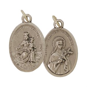 ''St. Theresa & Mount Carmel'' Oxidized Medal / ea