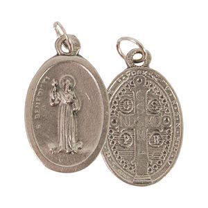 ''St. Benedict'' Oxidized Medal / ea