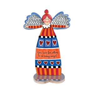 Figurine d'ange, base en coeur, « Care », 12,7 cm, Anglais