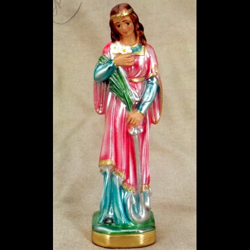 Statue Sainte Philomène 8" (20 cm) en plâtre fini perlé