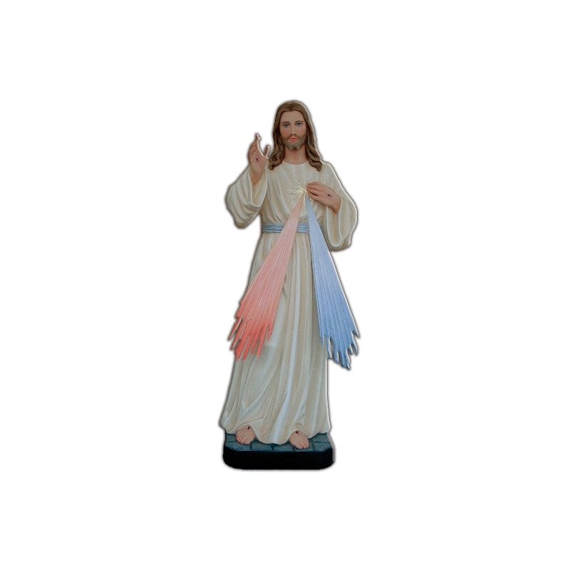 Statue ext. Jésus Miséricordieux 47" (120 cm) en FDV Couleu