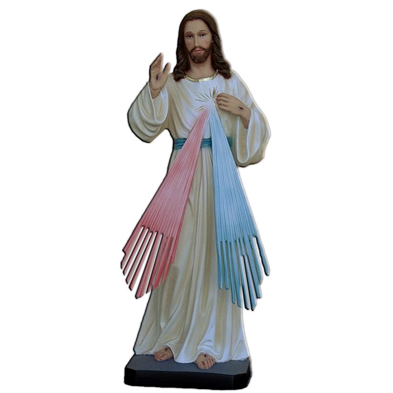 Statue ext. Jésus Miséricordieux 24" (60 cm) en FDV Couleur