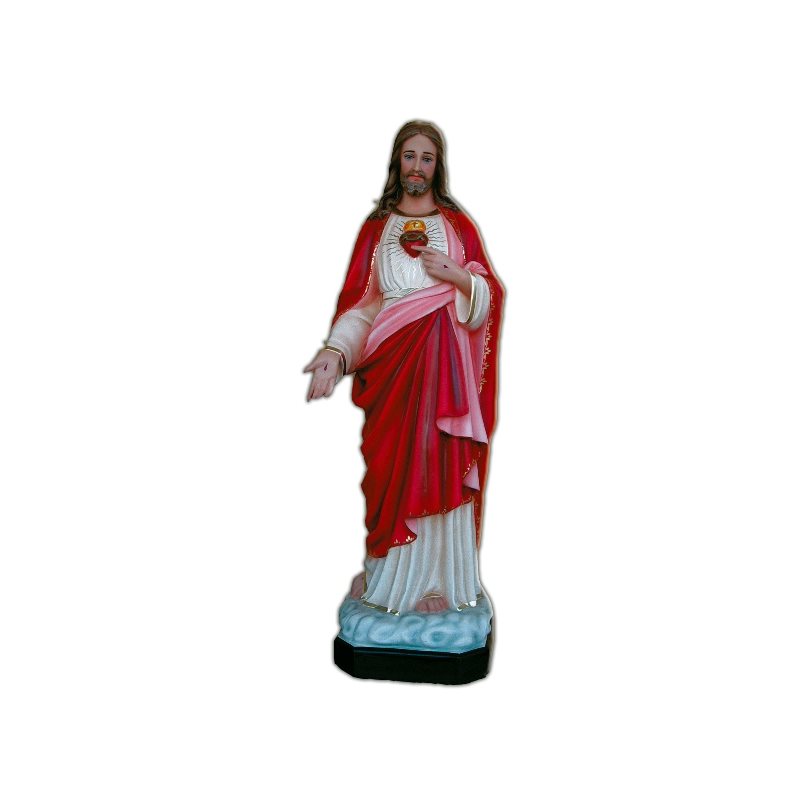 Sacred Heart of Jesus Color Fiberglass Outdoor Statue, 43"