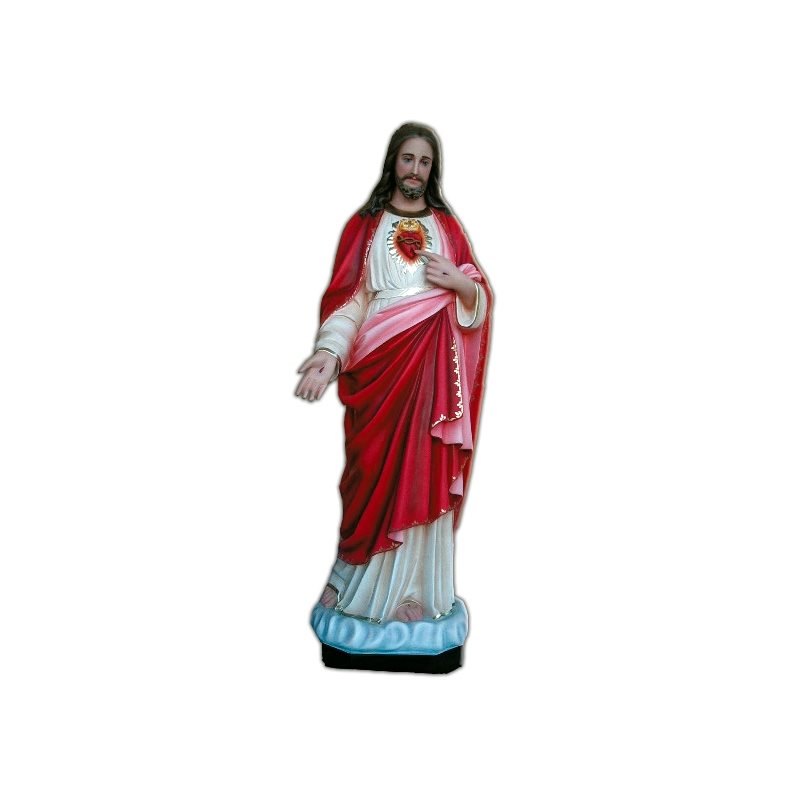 Sacred Heart of Jesus Color Fiberglass Outdoor Statue, 51"