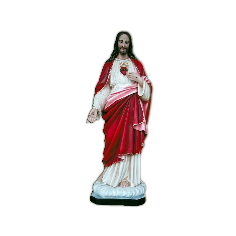 Sacred Heart of Jesus Color Fiberglass Outdoor Statue, 65"