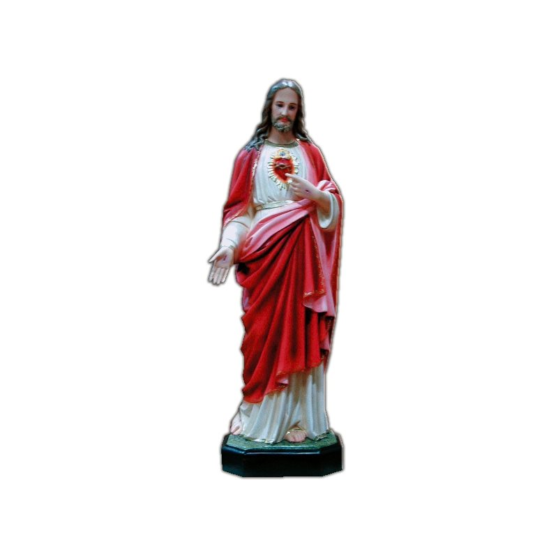 Sacred Heart of Jesus Color Fiberglass Outdoor Statue, 33.5"