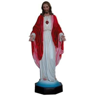 Statue ext. Sacré-Coeur de Jésus 43" (110 cm) en FDV Couleur