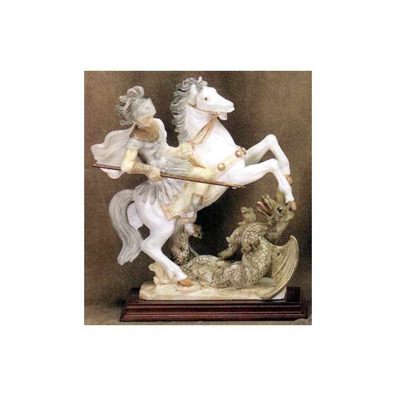 Statue Saint Georges 10" (25.5 cm) en marbre de couleur