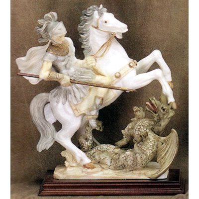 Statue Saint Georges 10" (25.5 cm) en marbre de couleur