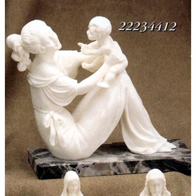 Madonna and Child White Marble Dust Statue, 6" (15 cm)