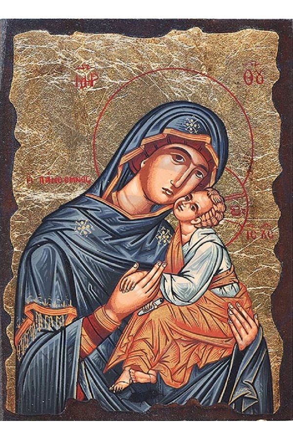 Icon Virgin & Child 4" x 6" (11 x 15 cm) Gold leaf