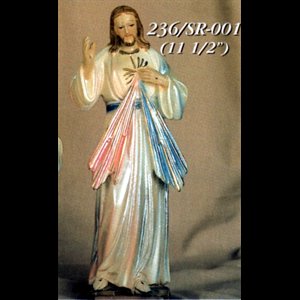 Statue Jésus Miséricordieux 11.5" (29 cm) en résine couleur