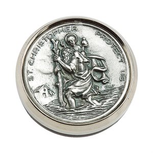 "St. Christopher" Antique Silver Plaque, 2", E