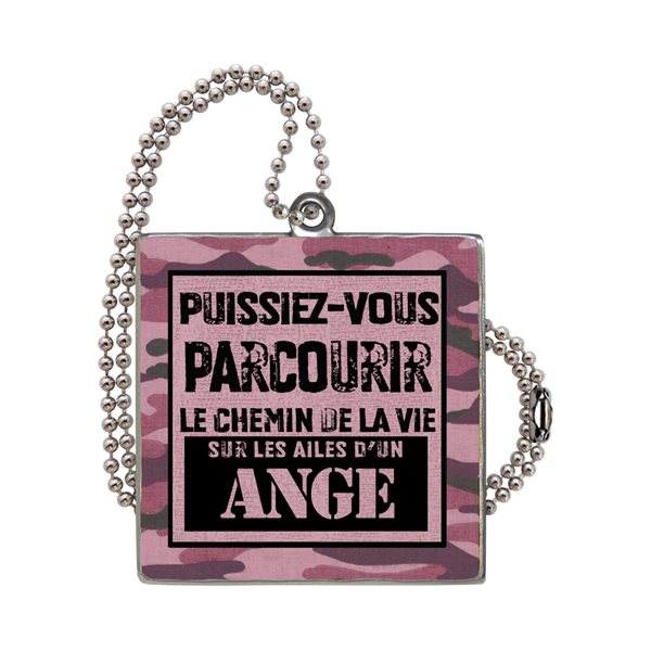 "Ailes des anges" Camo Car Charm, metal, 2.4", F