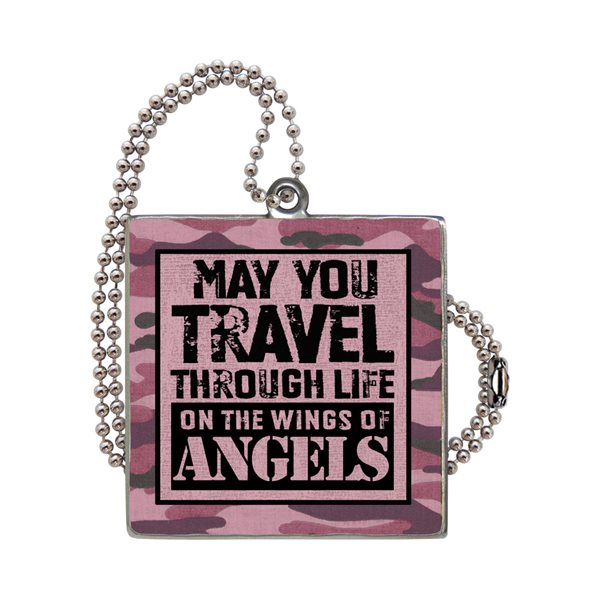 'Wings of Angels'' Camo Car Charm, metal, 2.4", E