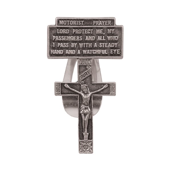 "Motorist Prayer" Pewter Sun Visor Clip, E