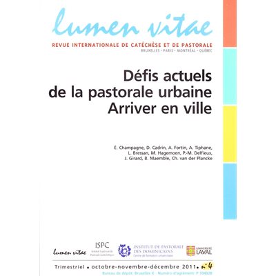 Défis actuels de la pastorale urbaine - Lumen vitae 2011-4