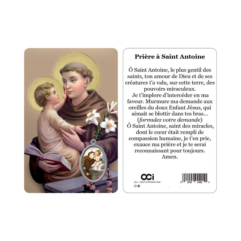 'St-Antoine'' Plastic Card & Medal, 3.3", French / ea