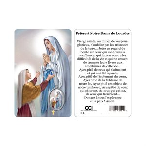 'Lourdes'' Plastic Card & Medal 3.3", French / ea