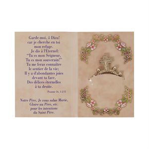 Pray. & images, Nickel Decade Rosary, 2½ x 3½", French