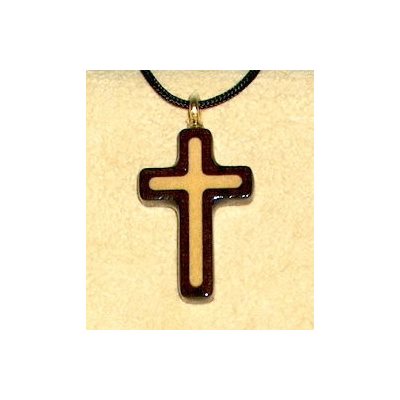 Pendentif croix & corde en érable & noyer, 1.25" (3.2 cm)