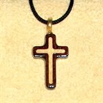 Varnished Walnut & Maple Wood Cross & Rope Pendant, 3 / 4"