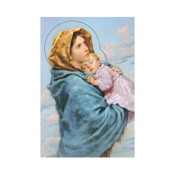 Image et prière Laminée «Madonna & Child», 5,4 x 8,6cm, Ang.