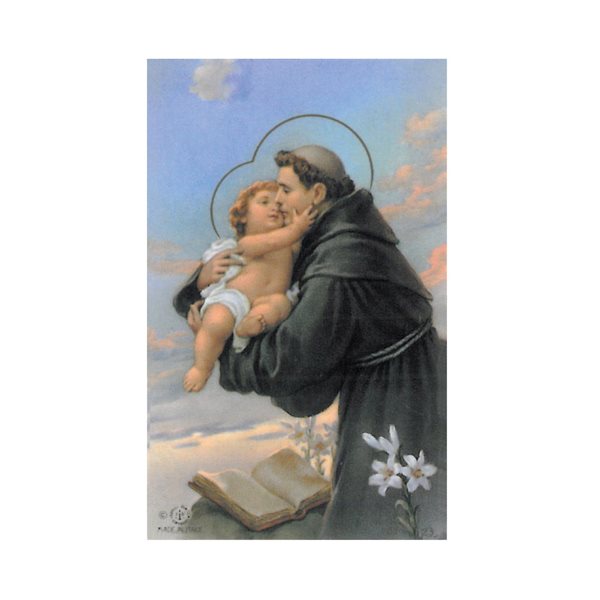 Laminated ''St. Anthony'' Pray. & Pict., 2 1 / 8 x 3 3 / 8", Eng