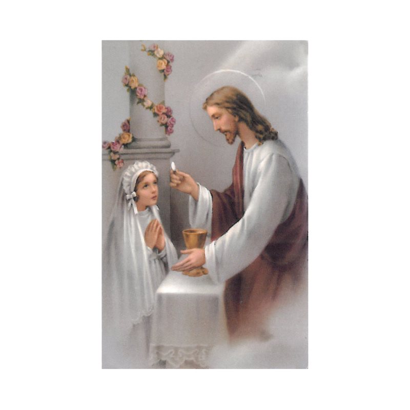 Laminated Girl "Communion" Pray. & images, 2 1 / 8"x3 3 / 8", En