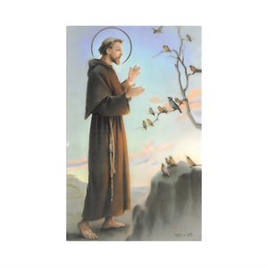 Laminated ''St. Francis'' Pray. & Pict., 2 1 / 8 x 3 3 / 8", Eng