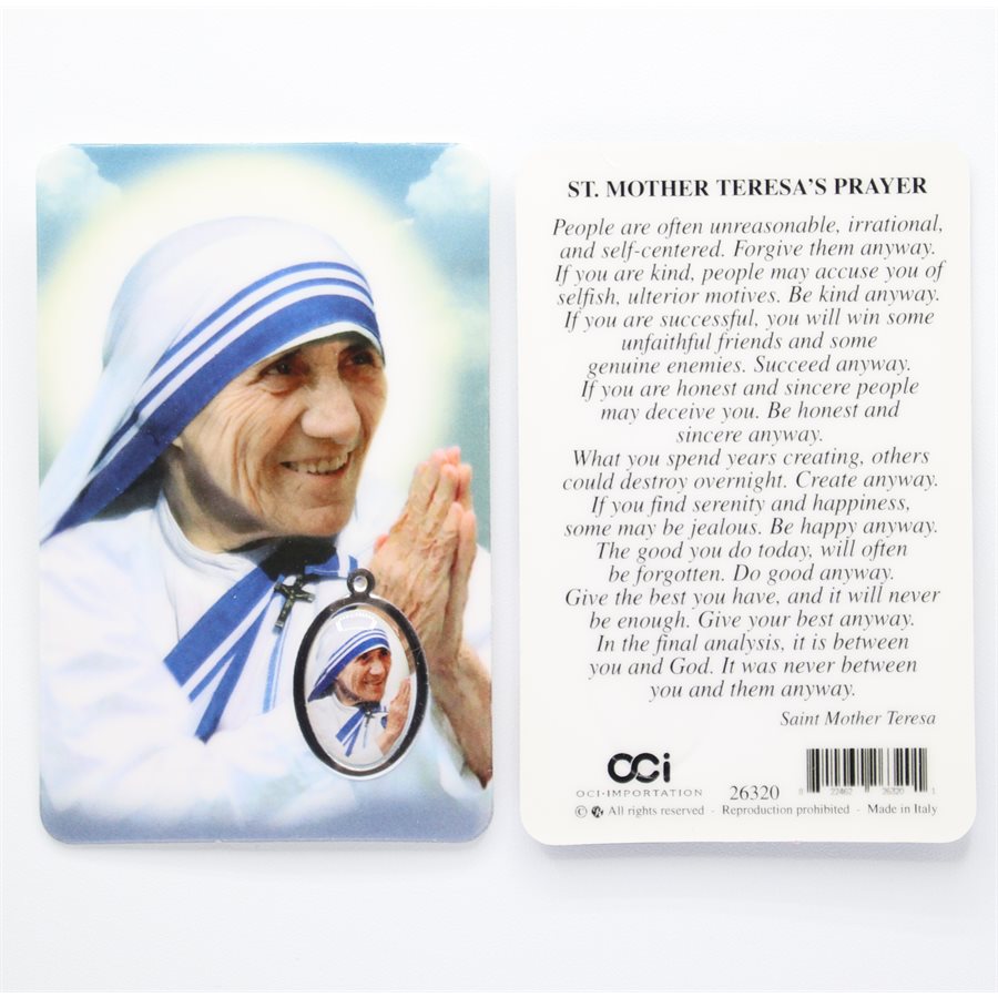 Image plast. & médaille «St Teresa» 8.5 x 5.5 cm, Anglais