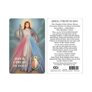 'Mercy'' Picture, Prayer & Resin Medal, 3.3", English