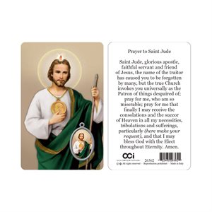 'St. Jude'' Picture, Prayer & Resin Medal, 3.3", English