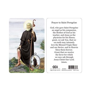 'St. Peregrine'' Picture, Prayer & Resin Medal, 3.3", Englis