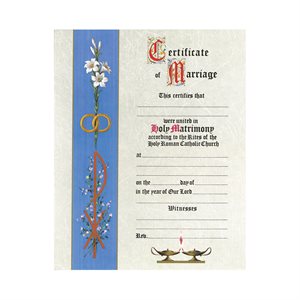 Wedding Certificates, Colour, 8" x 10", English / ea