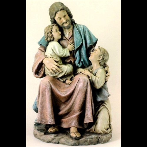 Jesus with Childrens Resin Statue, 29" (73.6 cm)