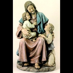 Jesus with Childrens Resin Statue, 29" (73.6 cm)