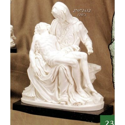 Pieta White Marble Statue, 16" (40.5 cm)
