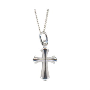 .925 Silver Pendant, Double Cross, Plated Chain, 18"