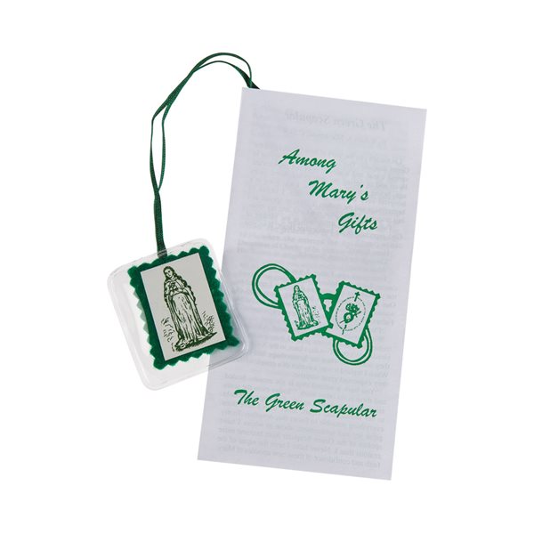 Green Scapulars & Cloth, Leaflet, 2" x 1", English / ea