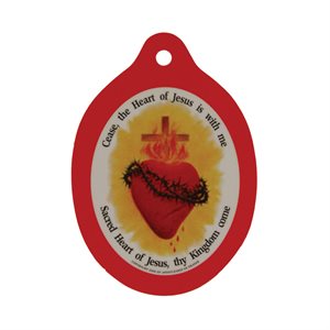 ''Sacred Heart'' Plastic Badges, English / ea